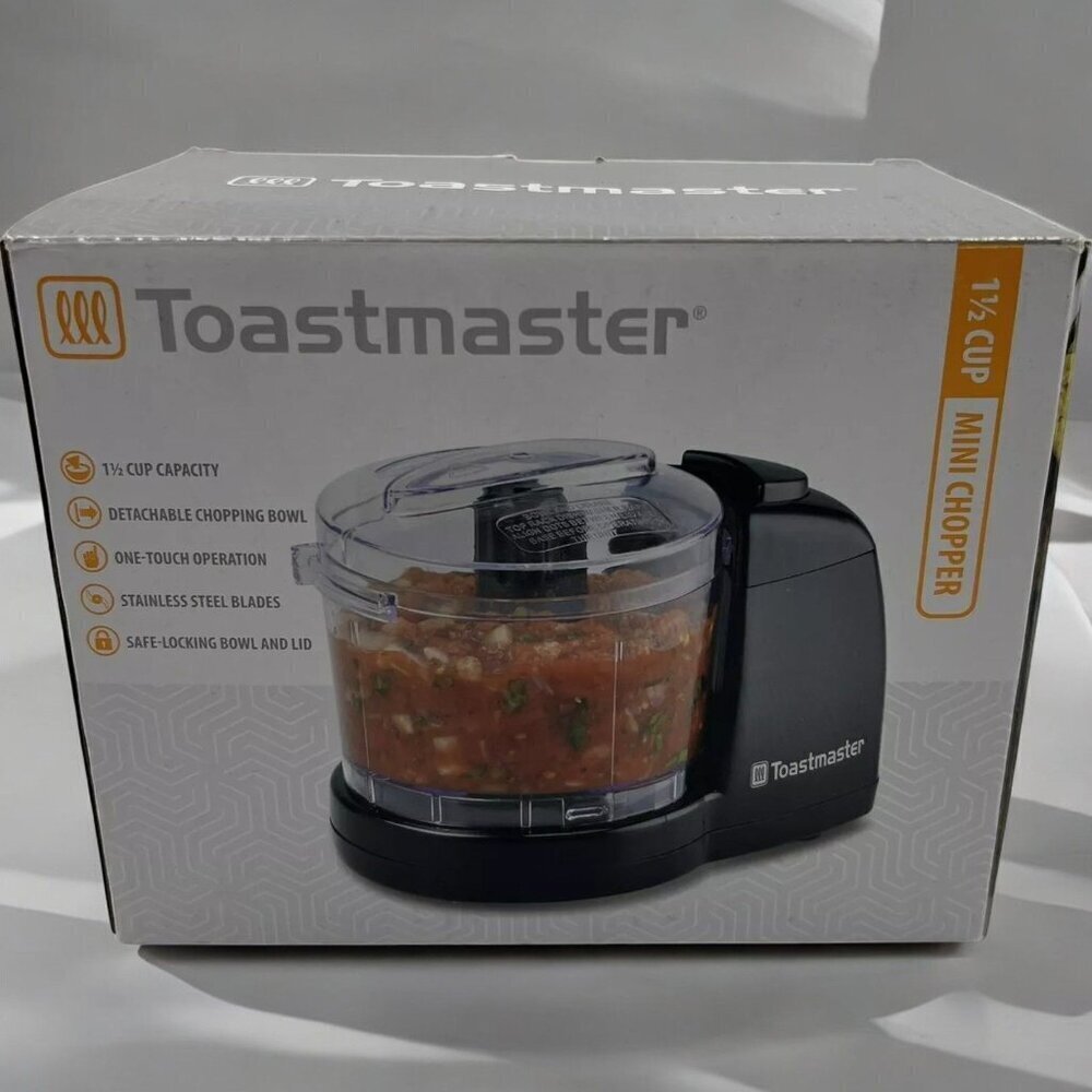 Toastmaster Electric 1.5 Cup Mini ChoppervStainless Steel Blades Black NEW